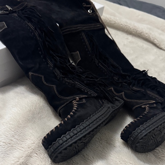 El Vaquero Coleen Silverstone Carbon Fringe Suede Boots - 39 - Picture 12 of 15